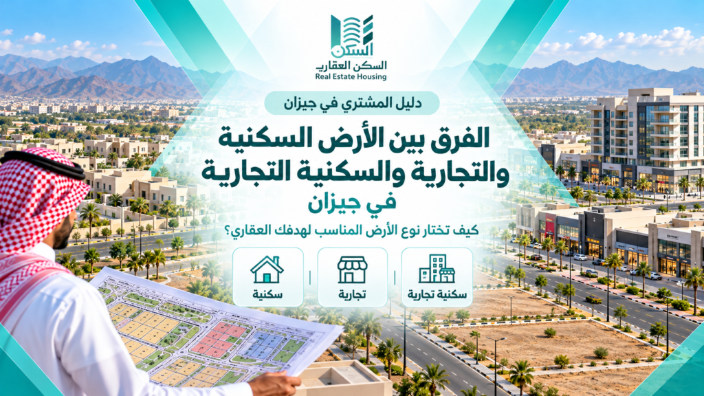الفرق بين الأرض السكنية والتجارية في جيزان قبل الشراء
