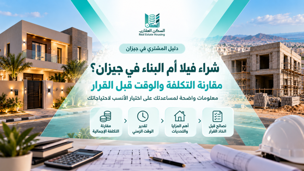 شراء فيلا أم بناء في جيزان؟ مقارنة التكلفة والوقت قبل القرار